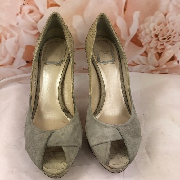 Christian Dior beige heels snakeskin leather 7 - Picture 3 of 8